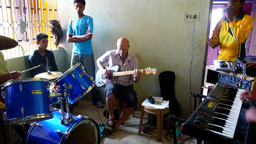 John jamming with the Saraswati band