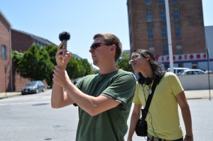Students capturing media in Baltimore for their Networked Anthropology